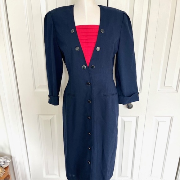 Kasper Dresses & Skirts - KASPER for ASL Vintage Navy & Red Dress Size 10
